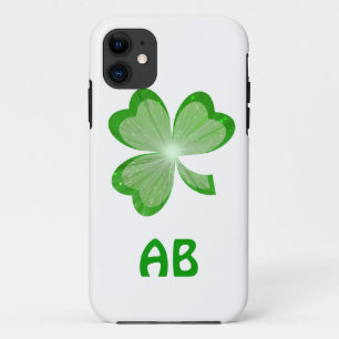 Capa Para iPhone 11 Caso do iPhone 5 do Monograma Branco do Shamrock
