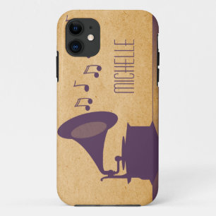 Capa Para iPhone 11 Caso do iPhone BT da Vintage Roxo Gramophone 5