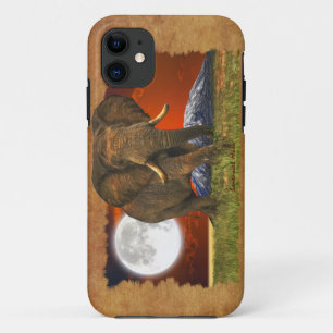 Capa Para iPhone 11 Caso do telemóvel do elefante africano & da lua I