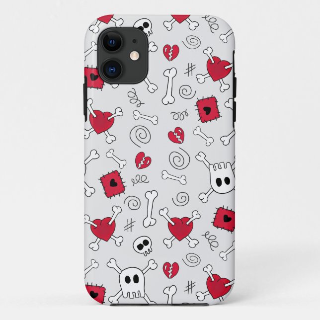 Capa Para iPhone 11 Caso dos Doodles iPhone5 dos crânios e dos (Verso)