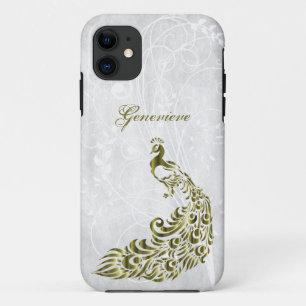 Capa Para iPhone 11 Caso Dourado Peacock Personalizado iPhone 11