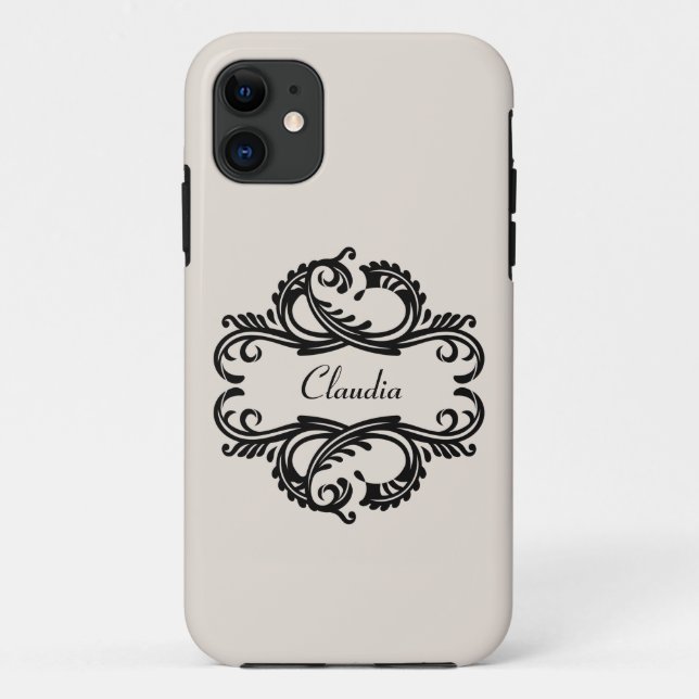 Capa Para iPhone 11 Caso Ebony Chic Damask BT iPhone 5 (Verso)