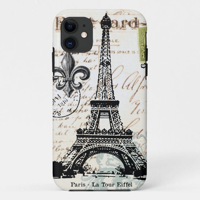 Capa Para iPhone 11 Caso francês do iphone 5 da torre Eiffel do (Verso)