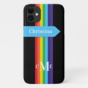 Capa Para iPhone 11 Caso iPhone 11   Arco-íris com Monograma