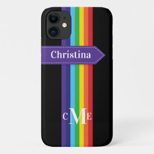 Capa Para iPhone 11 Caso iPhone 11   Arco-íris com Monograma