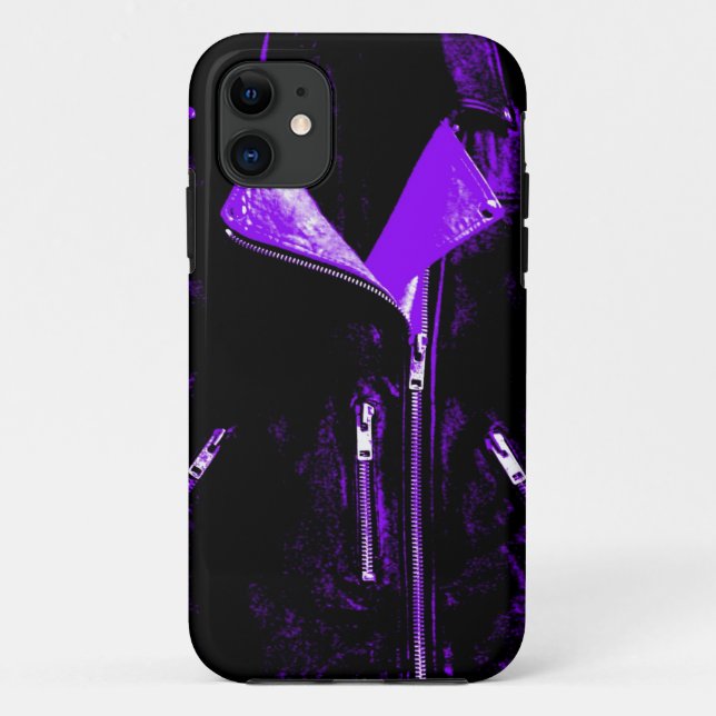 Capa Para iPhone 11 Caso iPhone 5 roxo com Jaqueta de couro (Verso)