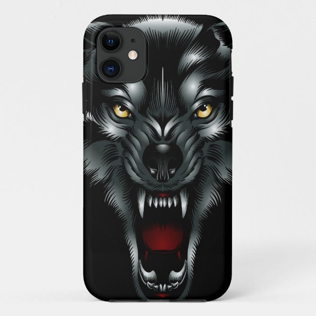 Capa Para iPhone 11 Caso irritado do iPhone 5 da cara do lobo (Verso)