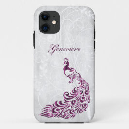 Capa Para iPhone 11 Caso Magenta Peacock Personalizado iPhone 11