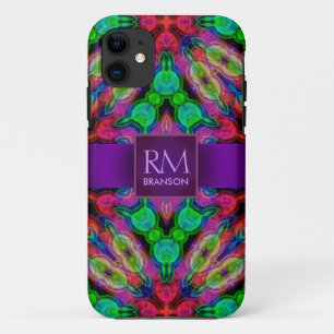 Capa Para iPhone 11 Caso-Mate™ psicadélico do monograma do Batik