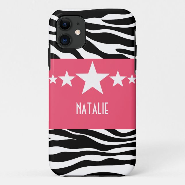 Capa Para iPhone 11 Caso Pink Sassy Star Zebra BT iPhone 5 (Verso)