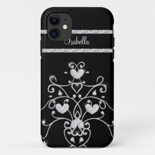 Capa Para iPhone 11 Caso Sparkly do iPhone 5 dos corações da tiara d