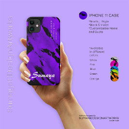Capa Para iPhone 11 Caso Violeta Preto Brushy iPhone 11 | Personalizáv