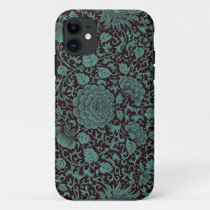 Capa Para iPhone 11 Casos florais do iPhone 5/5s da cerceta e do preto