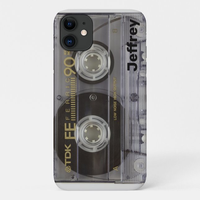 Capa Para iPhone 11 Cassete de Música com Nome (Verso)