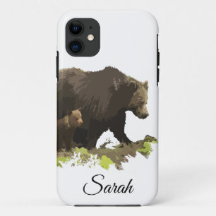 Capa Para iPhone 11 Castanho-d'água, Pai, Urso e Cubo