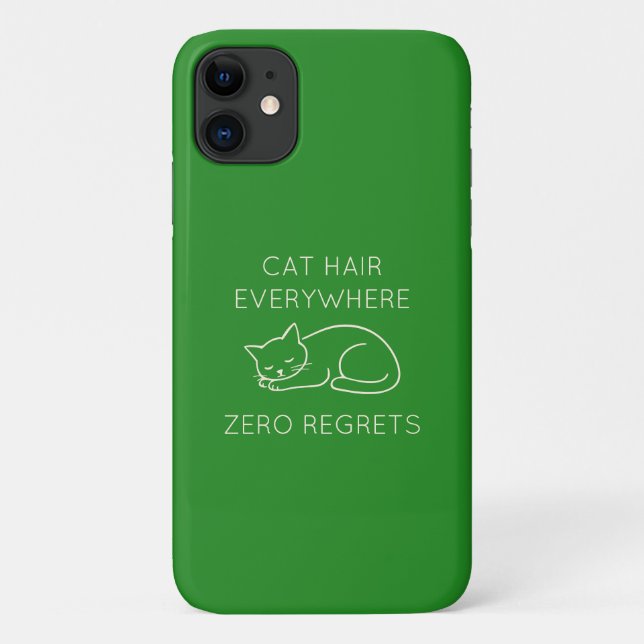 Capa Para iPhone 11 Cat hair everywhere zero regrets (Verso)
