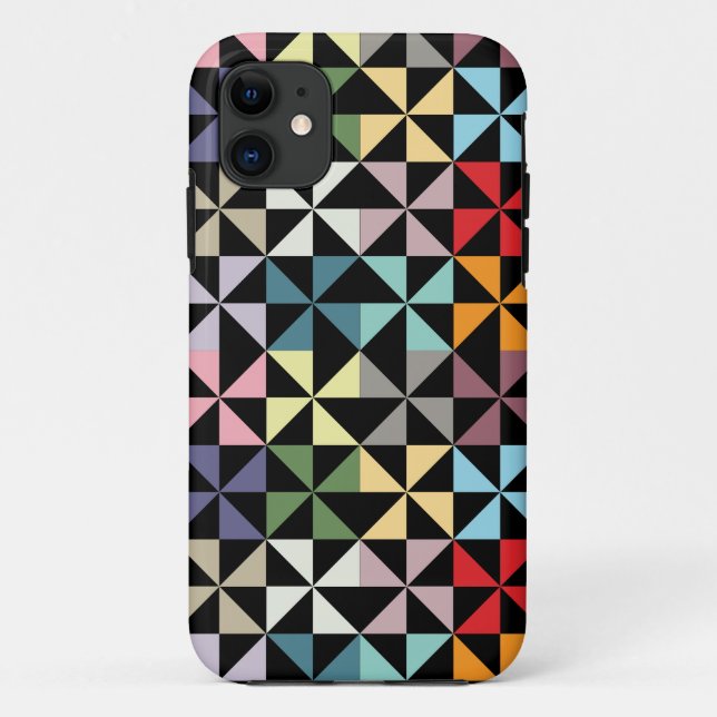 Capa Para iPhone 11 Cata-Vento Geométrico Colorido Preto (Verso)