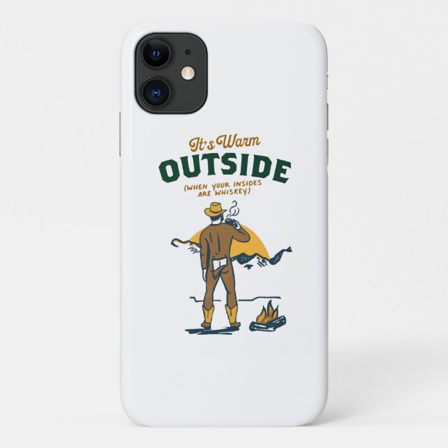Capa Para iPhone 11 Caubói Engraçado Bebendo Uísque (Verso)
