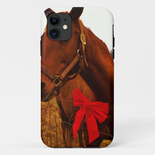 Capa Para iPhone 11 Cavalo com Arco Vermelho (Verso)