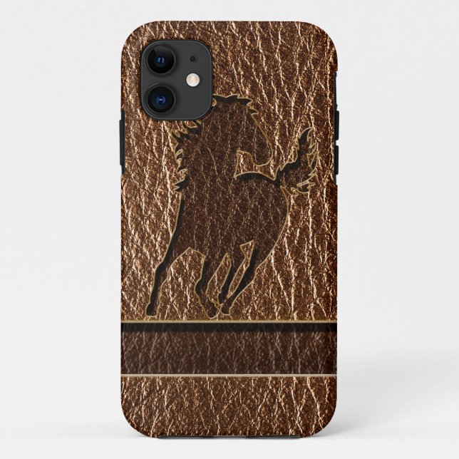 Capa Para iPhone 11 Cavalo de Leather-Look (Verso)