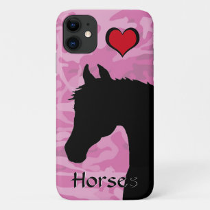 Capa Para iPhone 11 Cavalo do Coração (camo rosa)