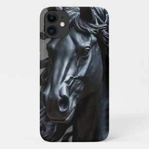 Capa Para iPhone 11 Cavalo Metálico Escuro Ousado Arte Equestre