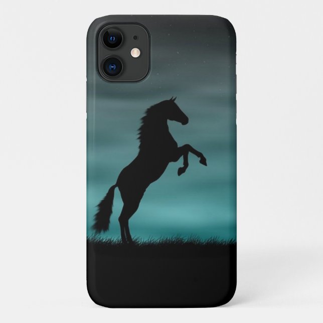 Capa Para iPhone 11 Cavalo Raça Galope garanhão lindos animais ho (Verso)
