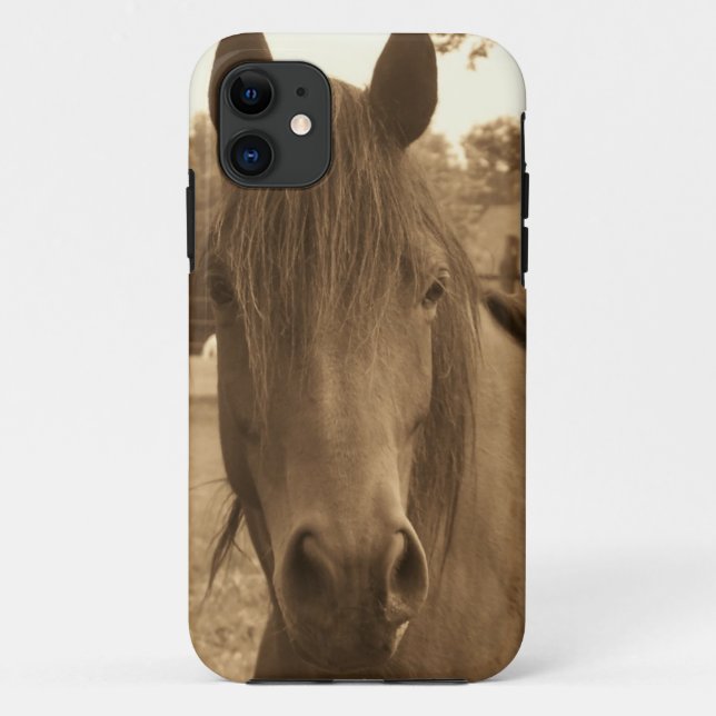 Capa Para iPhone 11 Cavalo Sépia (Verso)