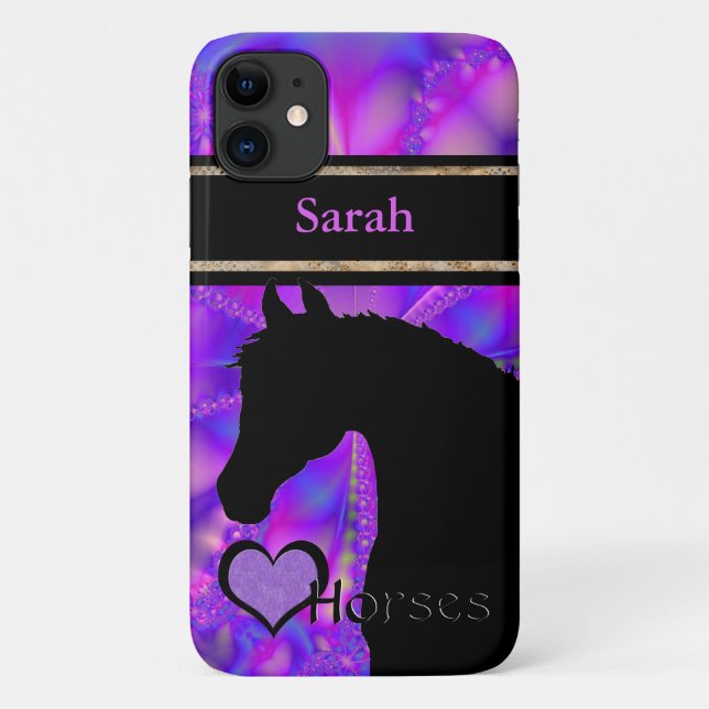 Capa Para iPhone 11 Cavalos Cardíacos III Personalizáveis (Fractal 100 (Verso)