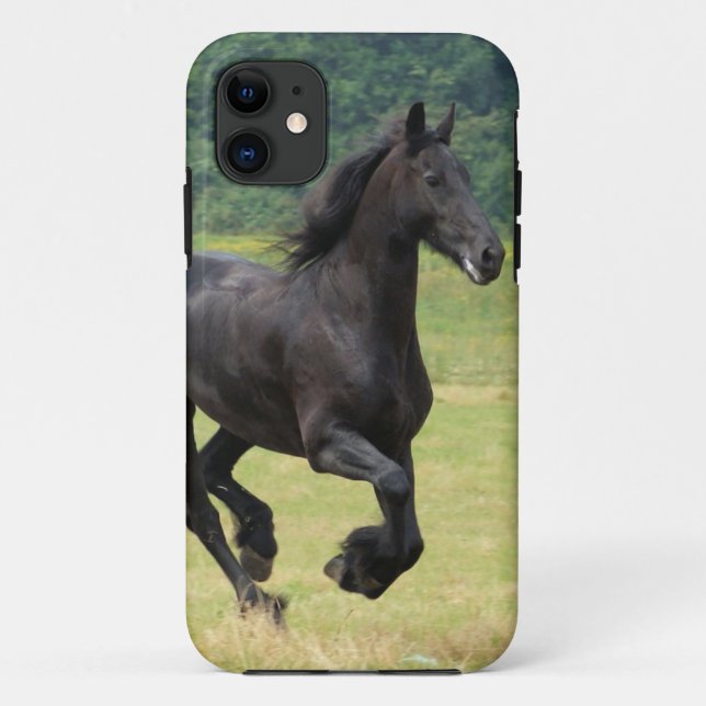 Capa Para iPhone 11 Cavalos de galope do frisão (Verso)