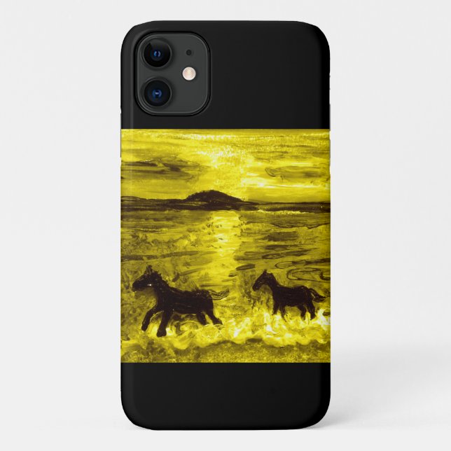 Capa Para iPhone 11 Cavalos em equídeos de Ouro (Verso)