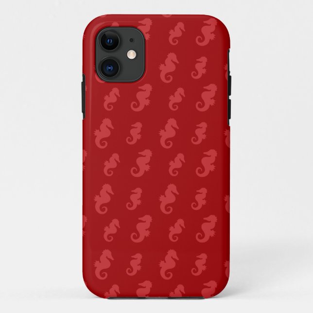 Capa Para iPhone 11 Cavalos marinhos vermelhos (Verso)