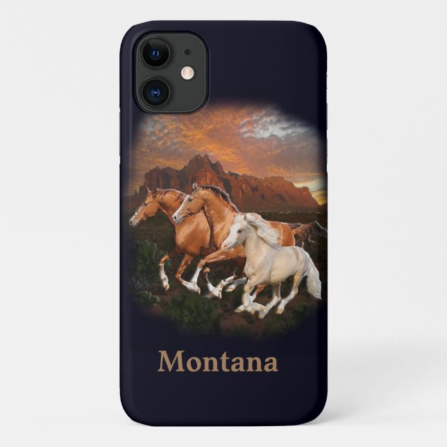Capa Para iPhone 11 Cavalos Selvagens (Verso)