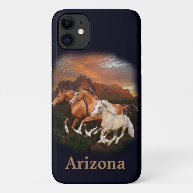 Capa Para iPhone 11 Cavalos Selvagens (Verso)