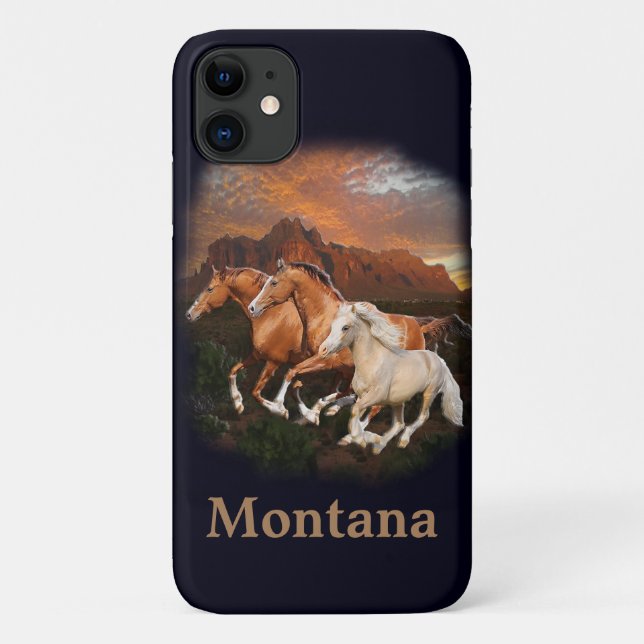 Capa Para iPhone 11 cavalos selvagens do Arizona (Verso)