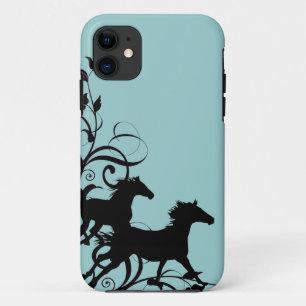 Capa Para iPhone 11 Cavalos selvagens pretos