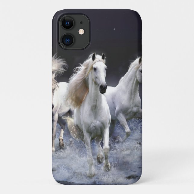Capa Para iPhone 11 Cavalos travesseiros decorativos (Verso)
