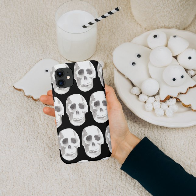 Capa Para iPhone 11 Caveira Assustadora Halloween Preto e Branco  (Criador carregado)