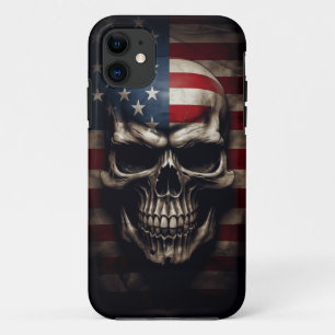 Capa Para iPhone 11 Caveira da Bandeira Americana