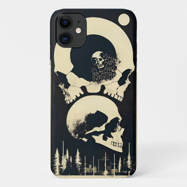 Capa Para iPhone 11 Caveira e ossos negros (Verso)