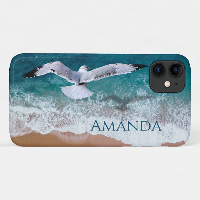 Capa Para iPhone 11 Caveira sobre a costa marítima (Verso (horizontal))