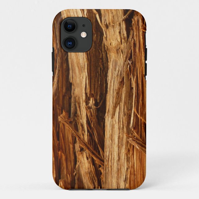 Capa Para iPhone 11 Cedar Textura de Latido de Madeira (Verso)