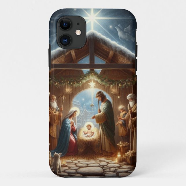 Capa Para iPhone 11 Cena de Natividade Tradicional (Verso)