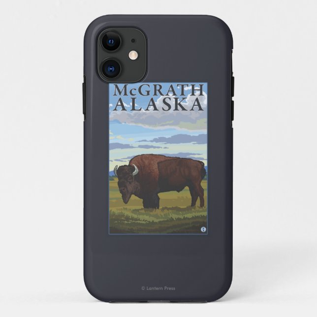 Capa Para iPhone 11 Cena do bisonte - McGrath, Alaska (Verso)