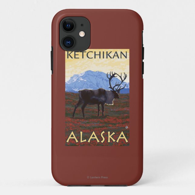 Capa Para iPhone 11 Cena do caribu - Ketchikan, Alaska (Verso)
