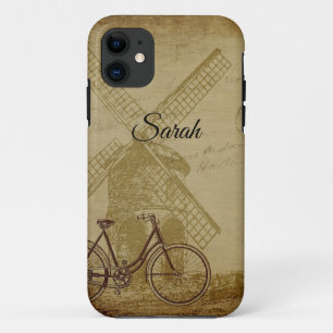 Capa Para iPhone 11 Cena Holandesa com Windmill & Bike Art