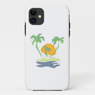 Capa Para iPhone 11 Cenário de praia de ilha tropical. Árvore de palme