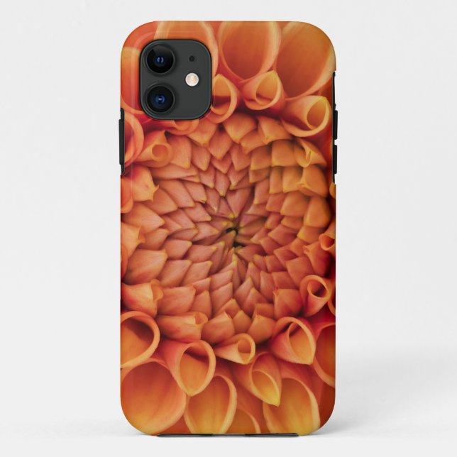 Capa Para iPhone 11 Center Orange Dahlia Flower (Verso)