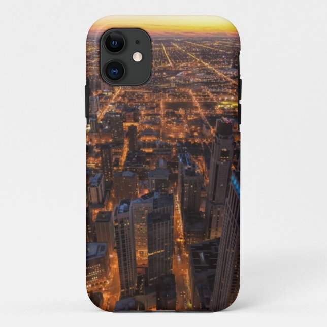 Capa Para iPhone 11 Centro de Chicago no por do sol (Verso)
