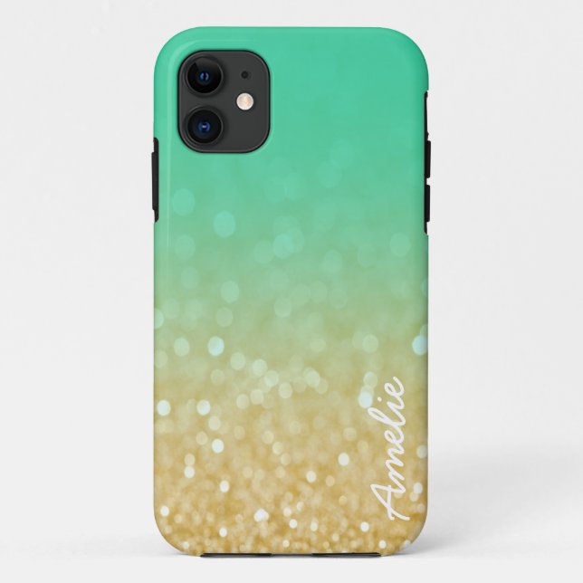 Capa Para iPhone 11 Cerceta Ombre Dourado Iphone conhecido (Verso)